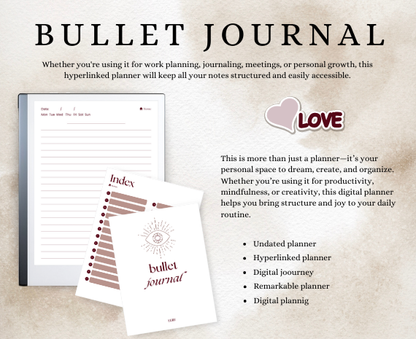 Digital bullet journal - Organize Your Life with the Elegant Bordeaux Digital Bullet Journal