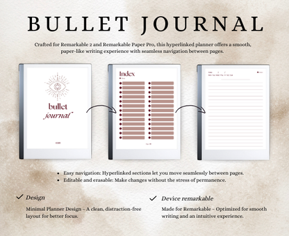 Digital bullet journal - Organize Your Life with the Elegant Bordeaux Digital Bullet Journal